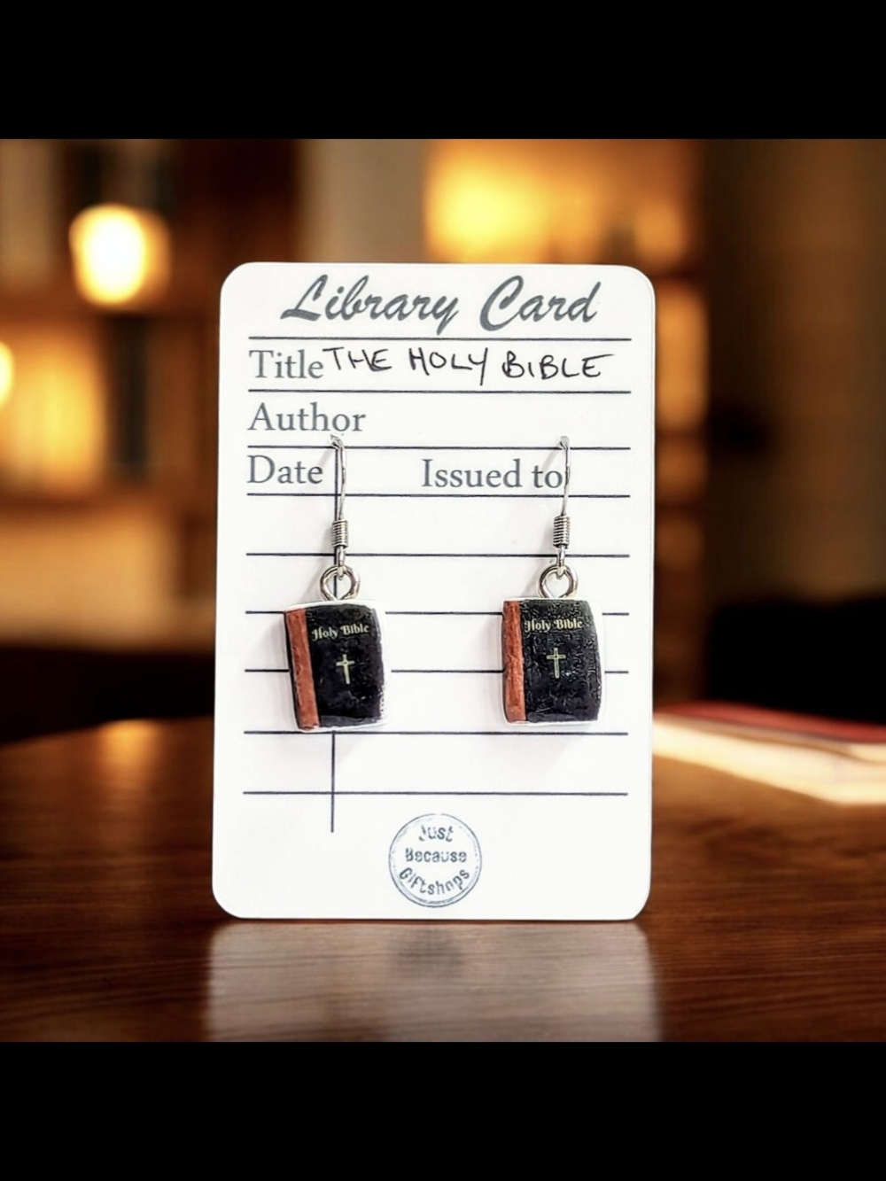 Mini Holy Bible Dangle Earrings - Black & Brown